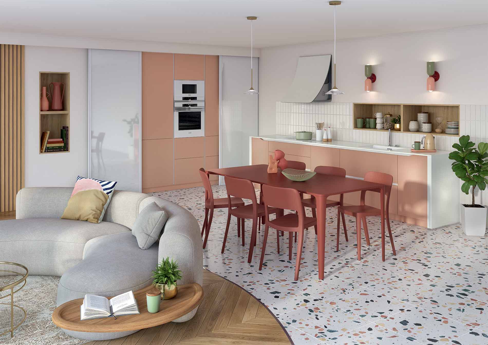 Cuisine orange corail