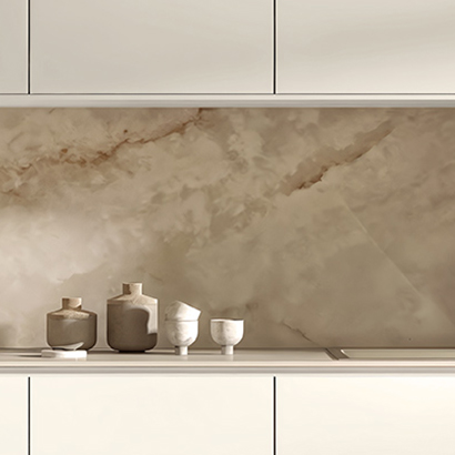 crédence effet marbre blanche