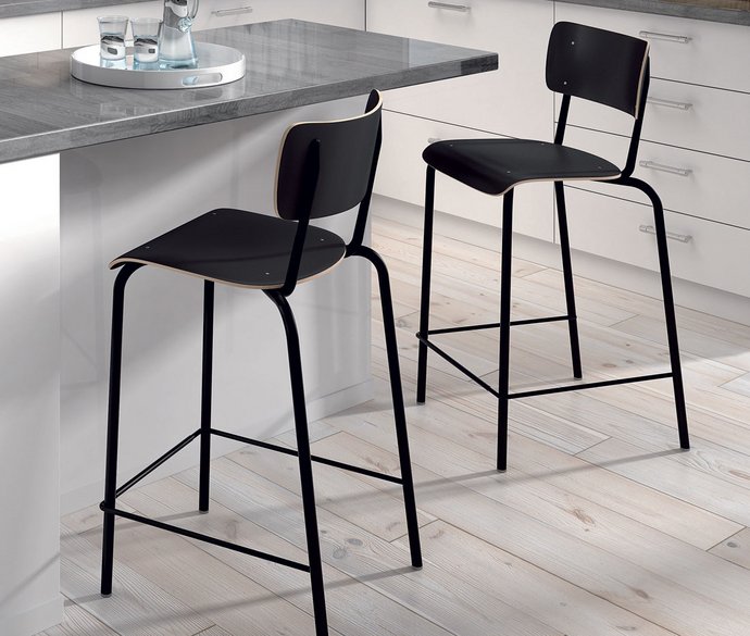 Tabouret cuisine style écolier noir