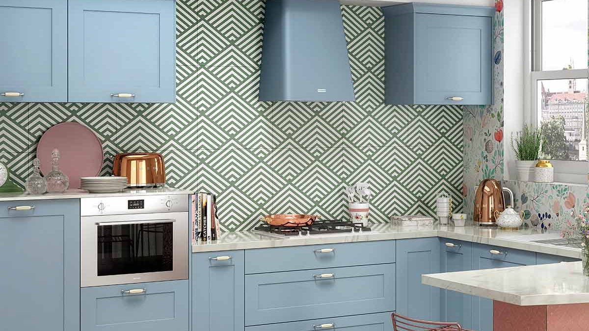 hotte murale decorative bleu