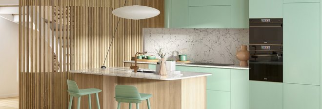 cuisine en bois clair avec claustras