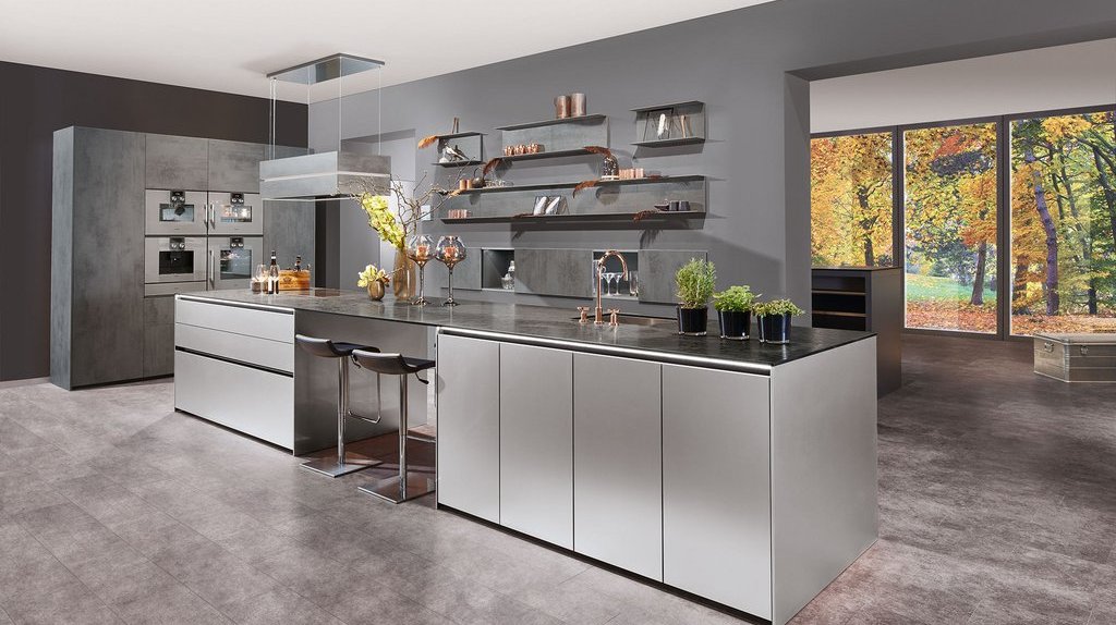cuisine ilot central en acier lord steel