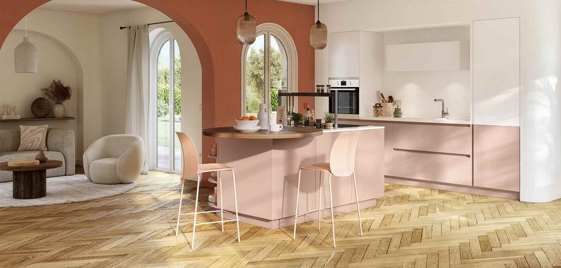 Cuisine ouverte rose