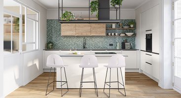 cuisine epuree et minimaliste blanche avec une ambiance zen