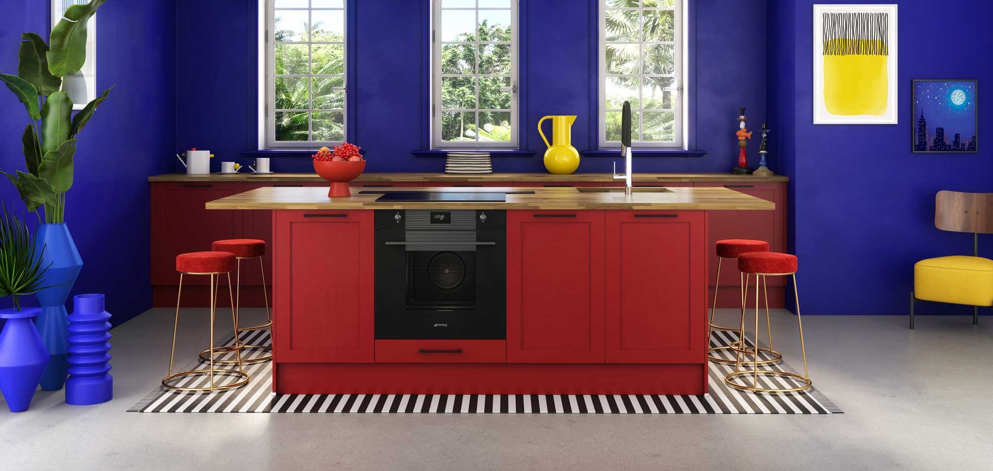 Cuisine rouge bois elisabeth