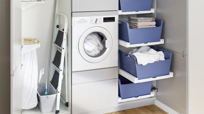 lave linge dans une buanderie