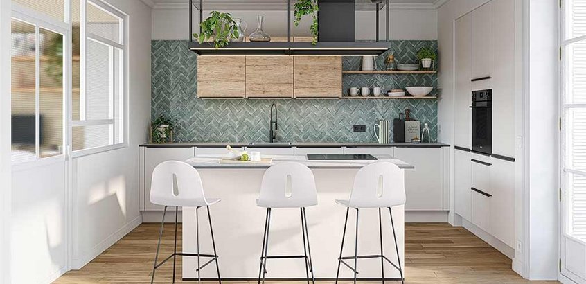 cuisine nueva et son mitigeur anthracite