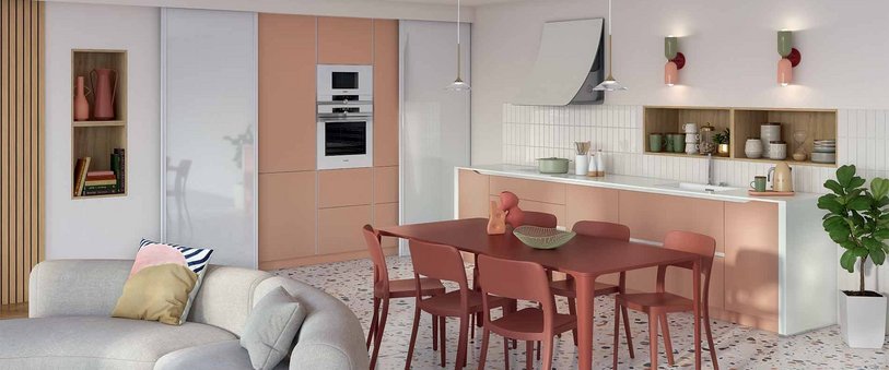Cuisine orange corail