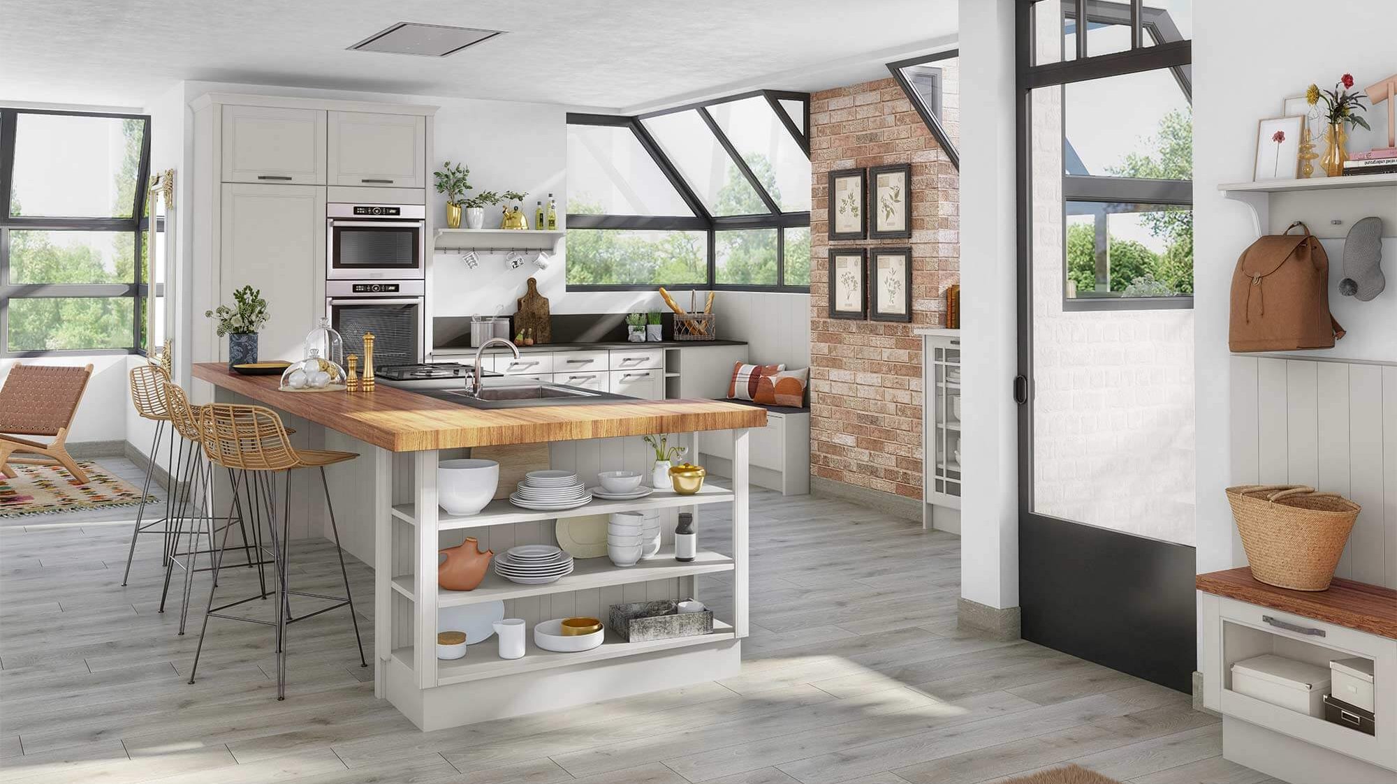 cuisine campagne chic blanche et bois