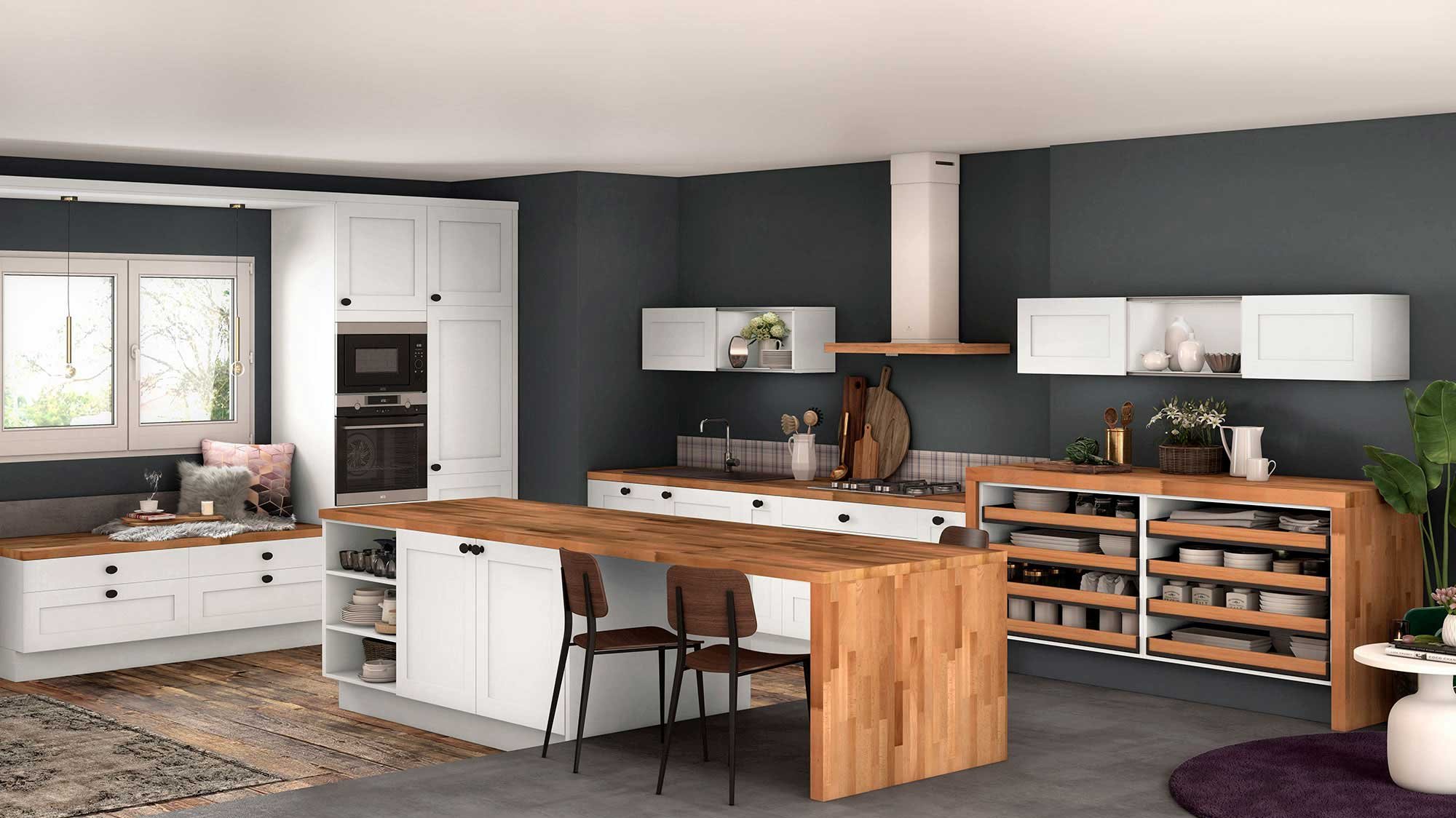 cuisine style classique bois blanc