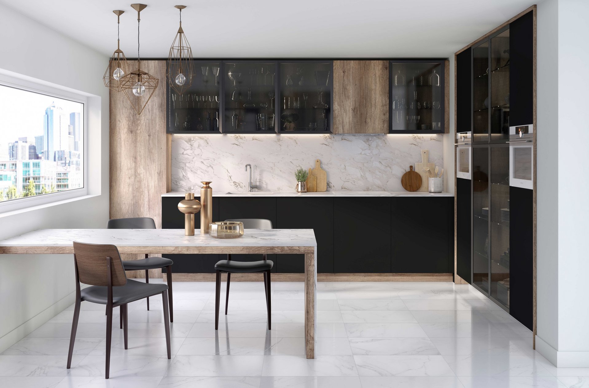 cuisine noire implantation en L