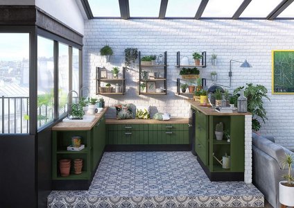 cuisine vert bois a cadre tendance nature