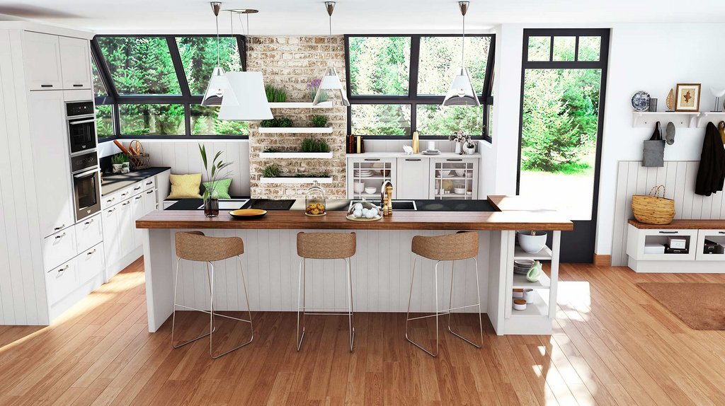 cuisine bois blanc pour veranda
