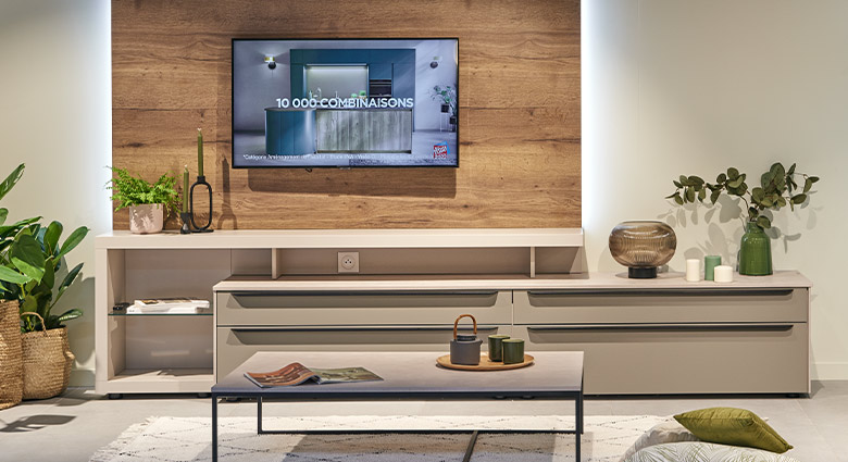 Idée Décoration Salon Tendance Meuble TV Bois Éclairage LED Idée Décoration Salon Tendance Meuble TV Bois Éclairage LED