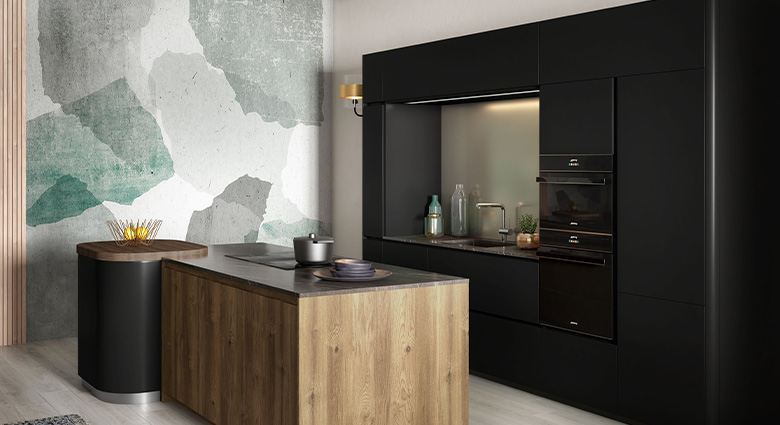 Élégance Moderne l'Alliance du Noir Mat et du Bois Naturel