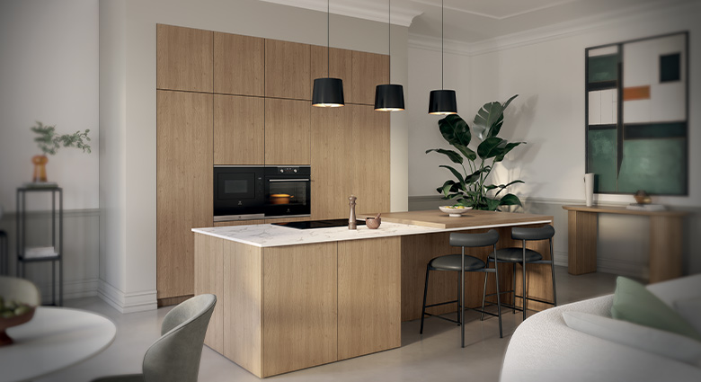 Cuisine sans poignée façades lisses épurées