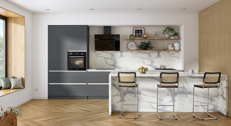 Cuisine Chic l'Élégance du Blanc effet marbre et du gris